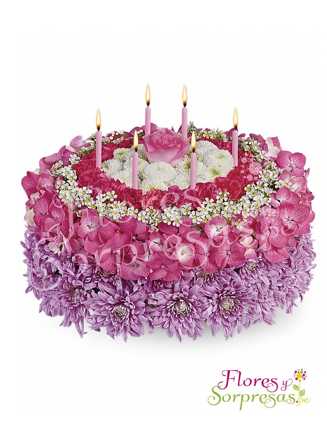 Flores de cumpleaños 01 (torta)